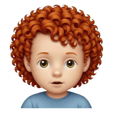 redhead kid with unique face features and very curly hair baby kid boy sticker