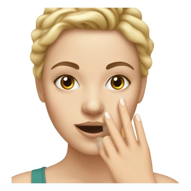 white girl applying cream on face sticker