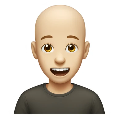 bald boy with open mouth missing teeth sticker