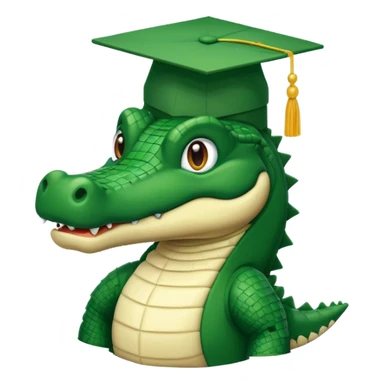 An 8-bit academic gator. The background is a solid white circle sticker
