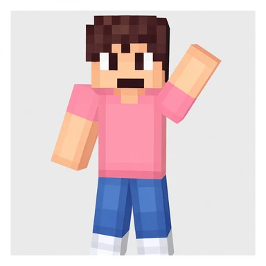 Separate the second character (second from left, brown hair, blue pants) from the group, keeping the original style and quality of the image. sticker