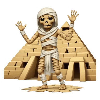 spooky dead mummy dancing in front of Egyptian pyramid sticker