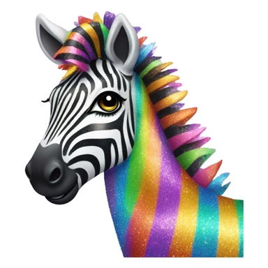 Lisa frank zebra with glitter rainbow stripes sticker