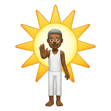 A man holding his palm outstretched to the sun sticker