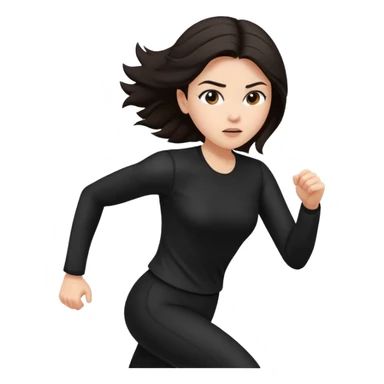 Body woman from the front run’ing toward the screen White skin black/brown hair in black clothes sticker
