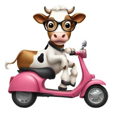 Cow with glasses on a scooter sticker