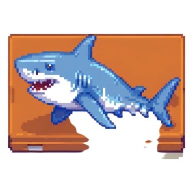 shark with blue shoes pixel art sticker