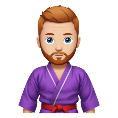 homme blanc, yeux bleu, cheveux brun très court, barbe rousse et boucle d'oreille doré à l'oreille gauche avec kimono de jiu-jitsu et ceinture violette sticker