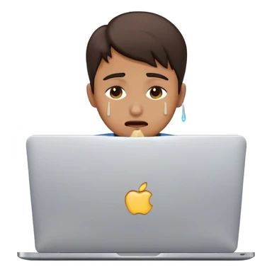 Graphic Designer working on laptop crying sticker