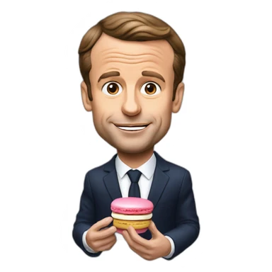 Emmanuel Macron qui mange un macaron sticker