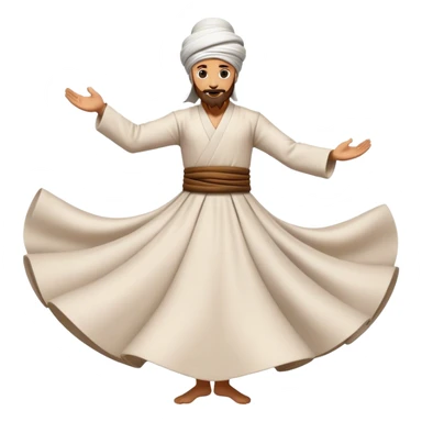 Cinematic Realistic Whirling Dervish Pop Culture Emoji, showcasing a mystical portrayal of traditional Sufi dance rendered with fluid textures and dynamic, spiritual lighting. sticker