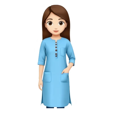 Straight-cut plain kurti with buttons and pockets sticker