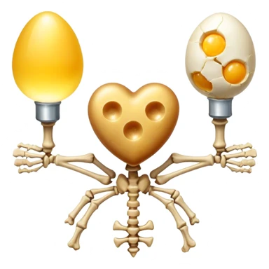 Aged cheese, egg yolk, natto, and chicken liver emitting golden key-shaped lights that direct calcium particles toward bones and away from arteries. The skeleton glows where the calcium is properly deposited, while a heart remains clear and healthy, showing vitamin K2's dual role. sticker
