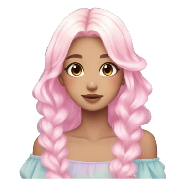 Gorgeous Beautiful Blushing Petite Colorful-Shiny-Pastel-Fairy-Anime-Girl with beautiful gradient pastel hair aesthetic sticker