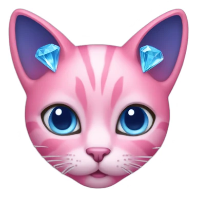 pink cat with blue diamonds around her neck sticker