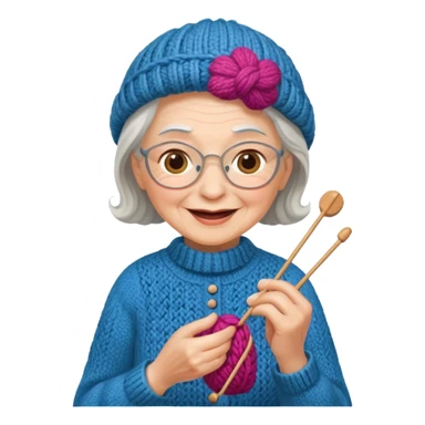 elderly woman knitting sticker