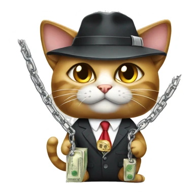 Gangster cat with chain and money sticker