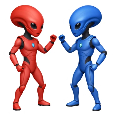 
two alien sparring, red uniform and blue unidorm
 sticker