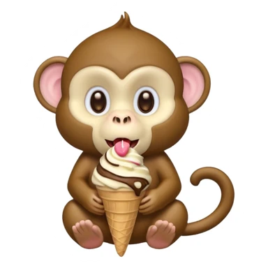 a monkey with an ice cream cone coming out of its mouth sticker