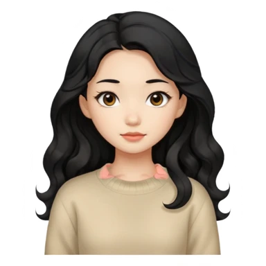 Beautiful girl,Black hair, wavy long hair,Black eyes,Chinese, beige sweater  sticker