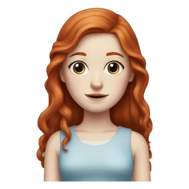 Girl with long red hair, blue eyes, pale skin, freckles sticker