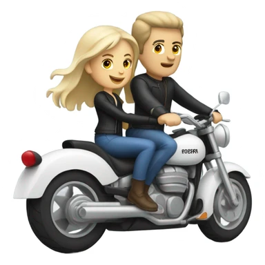 Caucasian couple on motorcycle  sticker