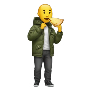 Someone eating a jacket sticker