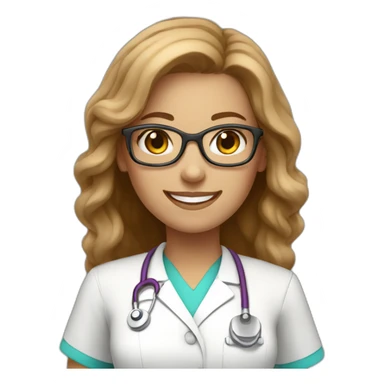 A single female nurse beautiful smile with light brown hair with glasses sticker