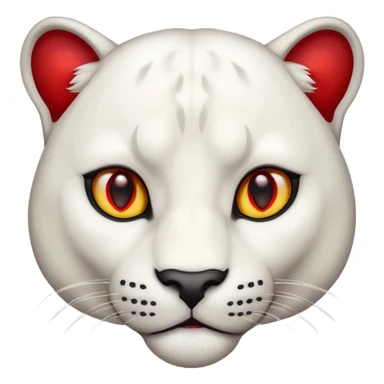 white panther emoji, with deep but bright red eye's. As one would see on discord, that looks like Samuel Ayers from "The Smoke Room". sticker