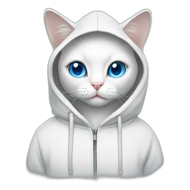 White cat blue eyes wearing a white hoodie  sticker