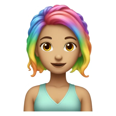 Caucasian Girl with rainbow hair sticker