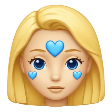 Head yelow of love with blue hearts sticker