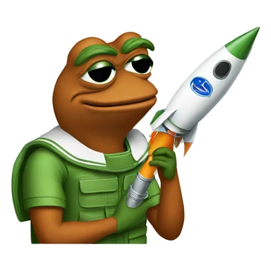pepe with rocket  sticker