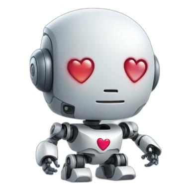 robot holding a heart sticker