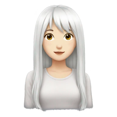 white hair with girl anime style sticker