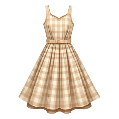pastel beige plaid spring dress floating in the air sticker