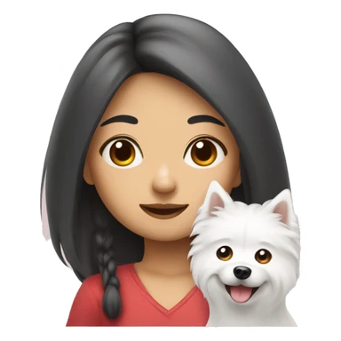 asian girl with Japanese spitz dog sticker