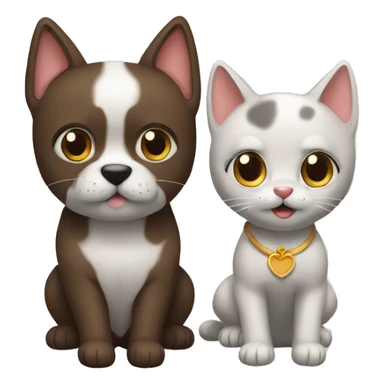 Perro y gato besandose sticker