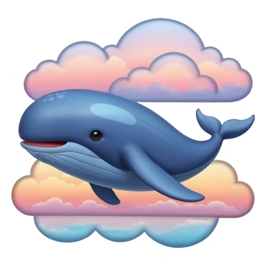 Sky Whale – Gigantic whale drifting among pastel sunset clouds. sticker