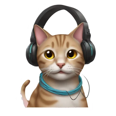Cat in headphones sticker
