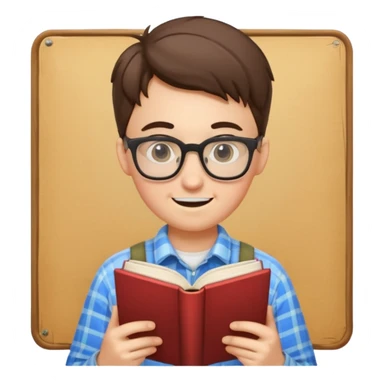 A nerd with braces and glasses reading a book. sticker