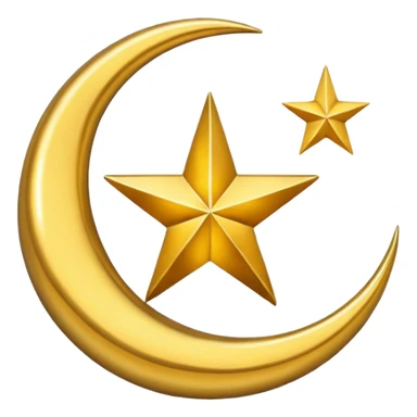 Star and Crescent emoji with black background and no face only star and crescent. sticker