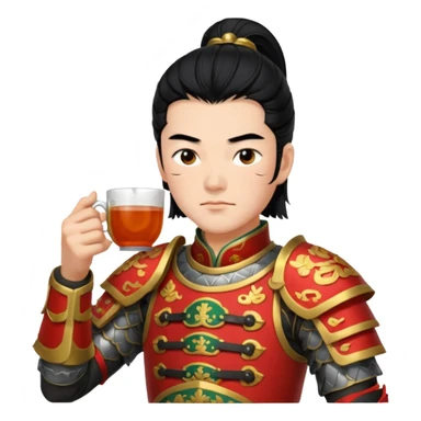 Lu bu squinting while drinking tea  sticker