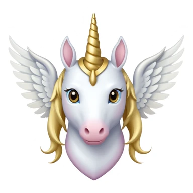 White heart with gold unicorn horn & white wings sticker