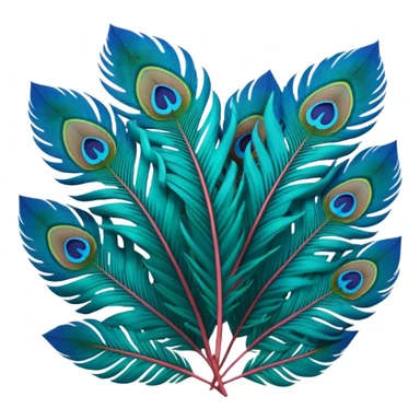 Unrealistic Futuristic colored, highly detailed,  3D render, upclose view, lush full soft feathers,  Peacock Begonia feathers sticker