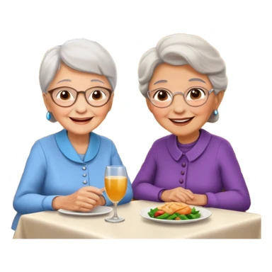conversación dentro de un restaurant  dos personas y una de las persoans sea una abuela sticker