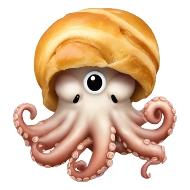 Octopus eating a croissant  sticker