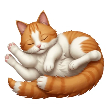 ginger and white small cat eyes closed lying down upside down with paws stretched out in different directions sticker