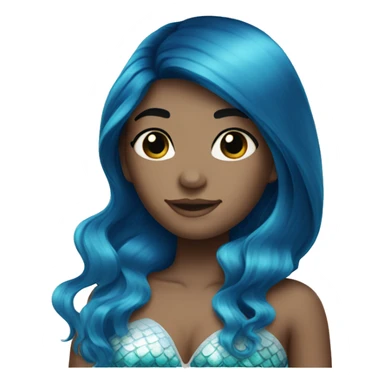 Blue straight hair white mermaid sticker