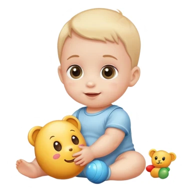 friendly and fun baby crawling with a toy nearby sticker